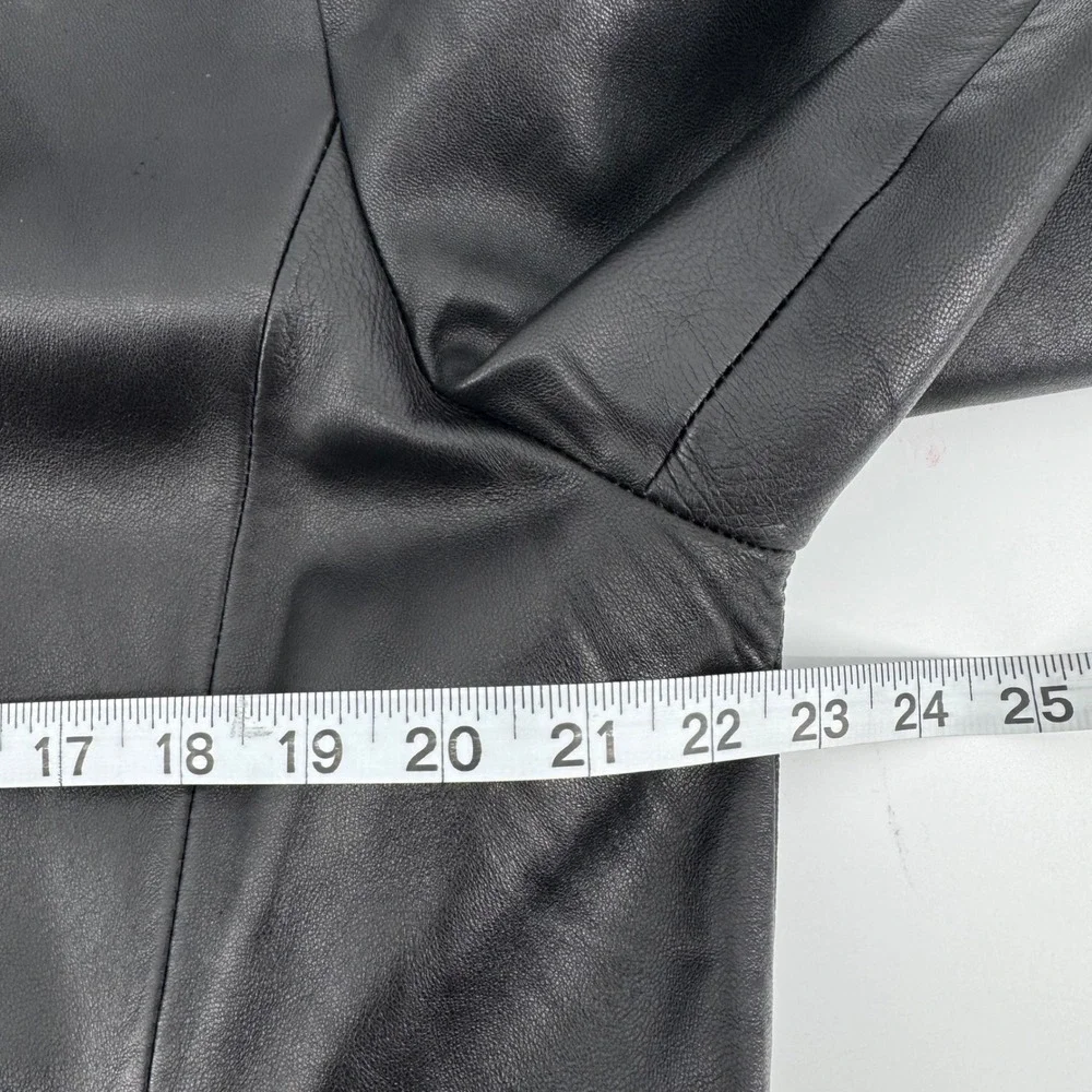 Brooks Brothers 346 Leather Overcoat Mens XL Black Button Front Lightweight Coat